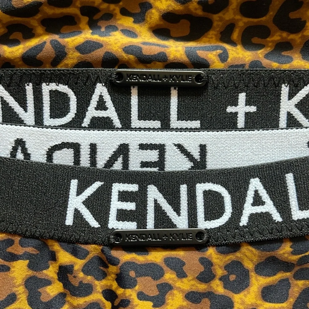 Kendall & Kylie Leopard Print Cutout Cheeky Statement Two-Piece Bikini Set